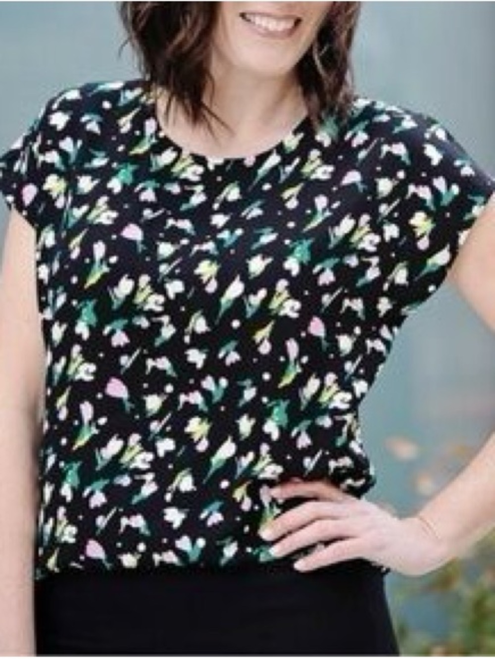 Halogen Black Floral Women's Blouse